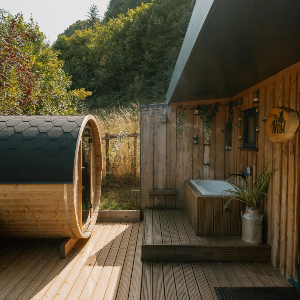 willow diner square The Nest deck and sauna